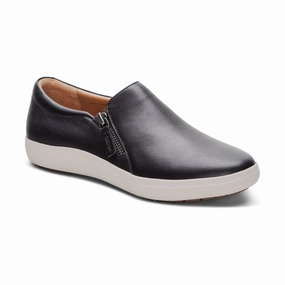 AETREX JENNA SLIP-ON LEATHER SNEAKERS WOMEN'S Aetrex orthotic friendly walking shoes