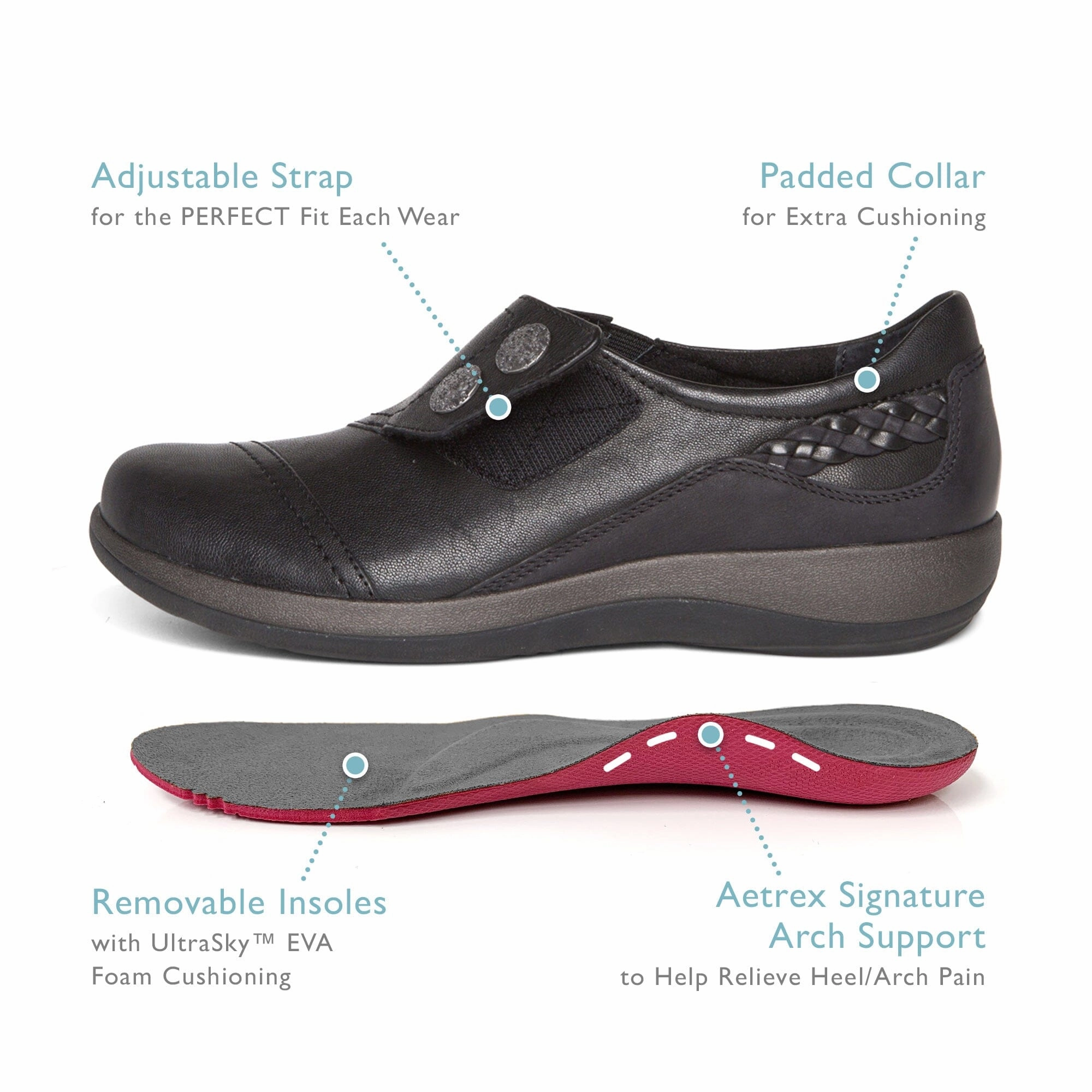 AETREX  KARINA MONK STRAP Aetrex supportive comfort shoes