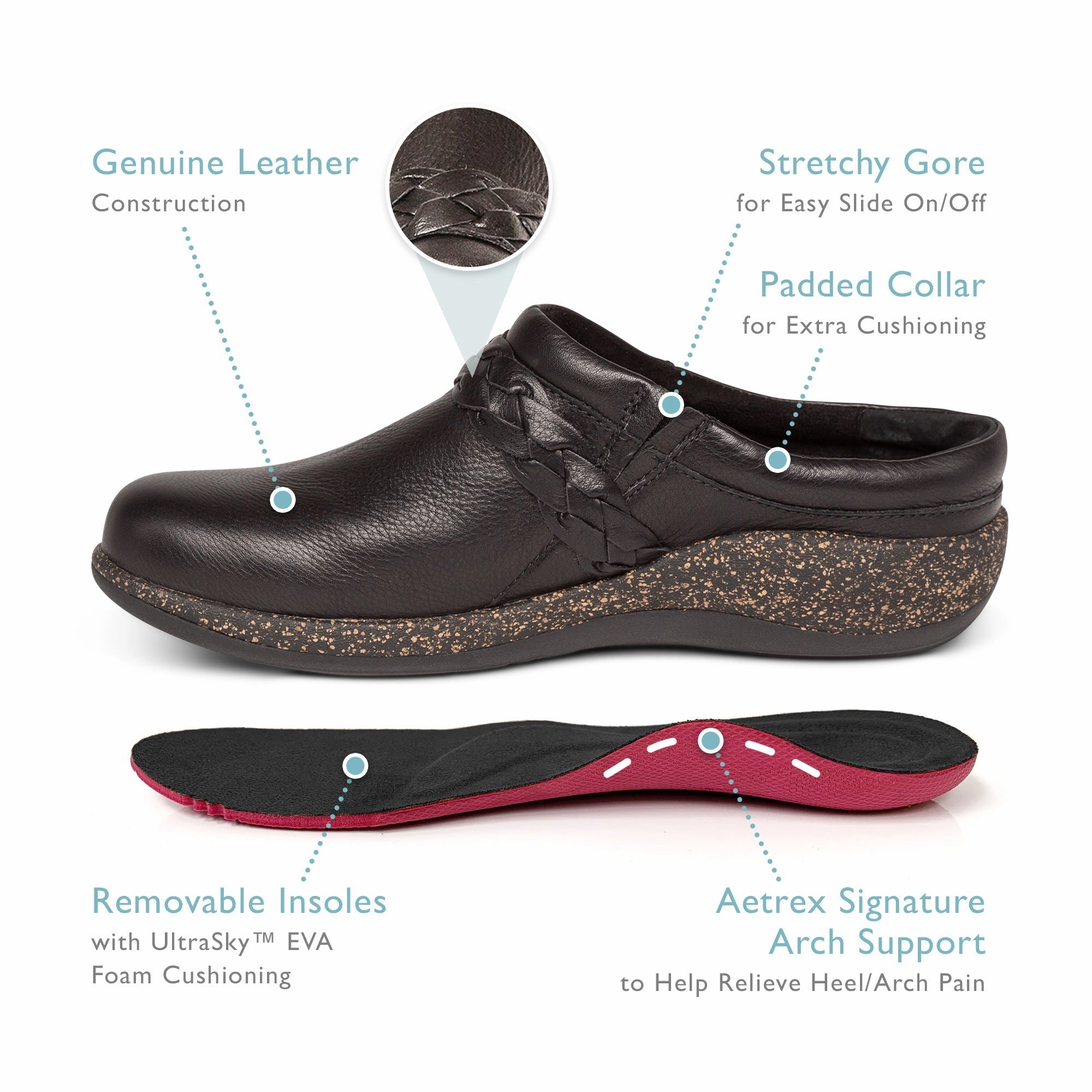 AETREX LIBBY COMFORT CLOG WOMEN'S MEDIUM AND WIDE Aetrex supportive comfort shoes