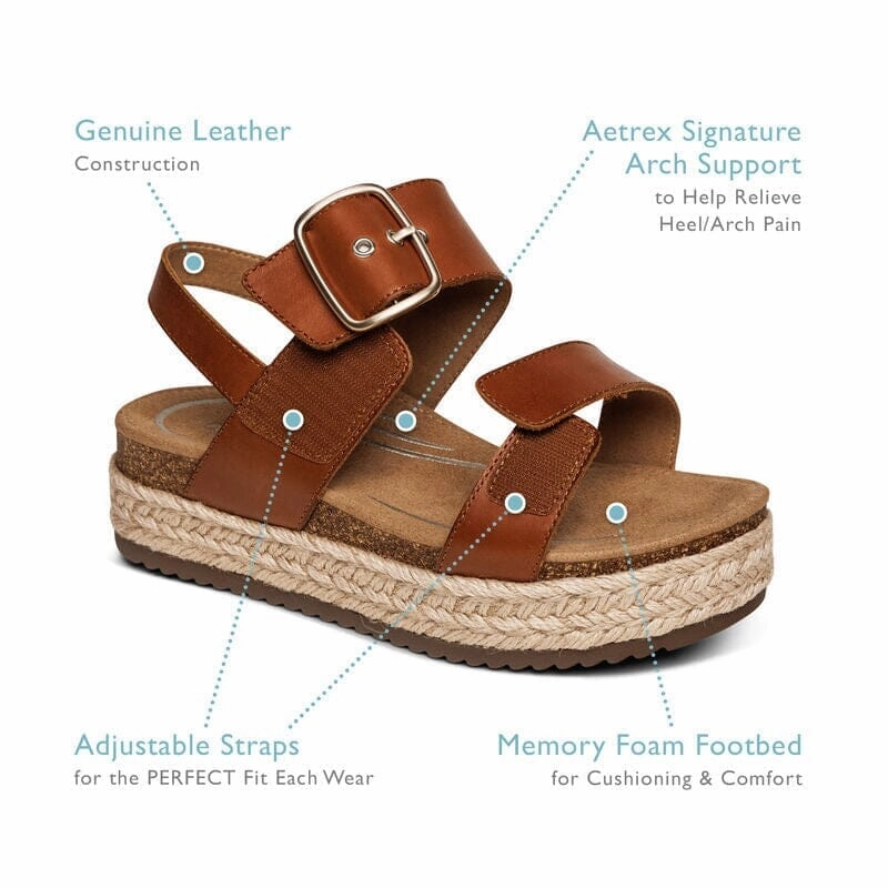 AETREX VANIA ARCH SUPPORT PLATFORM SANDAL WOMEN'S Aetrex supportive comfort shoes