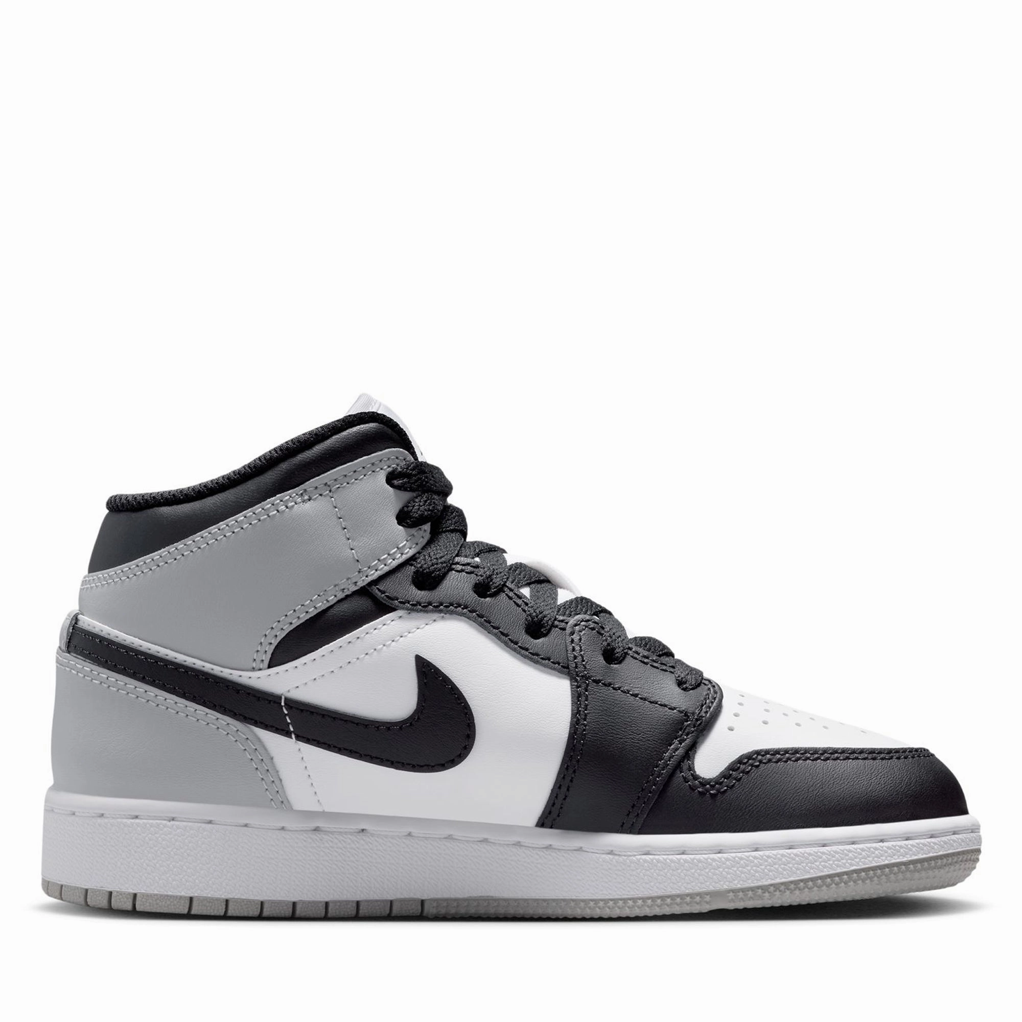 Air Jordan 1 Mid (GS) - White/Light Smoke Grey Air Jordan Basketball Shoes for Performance