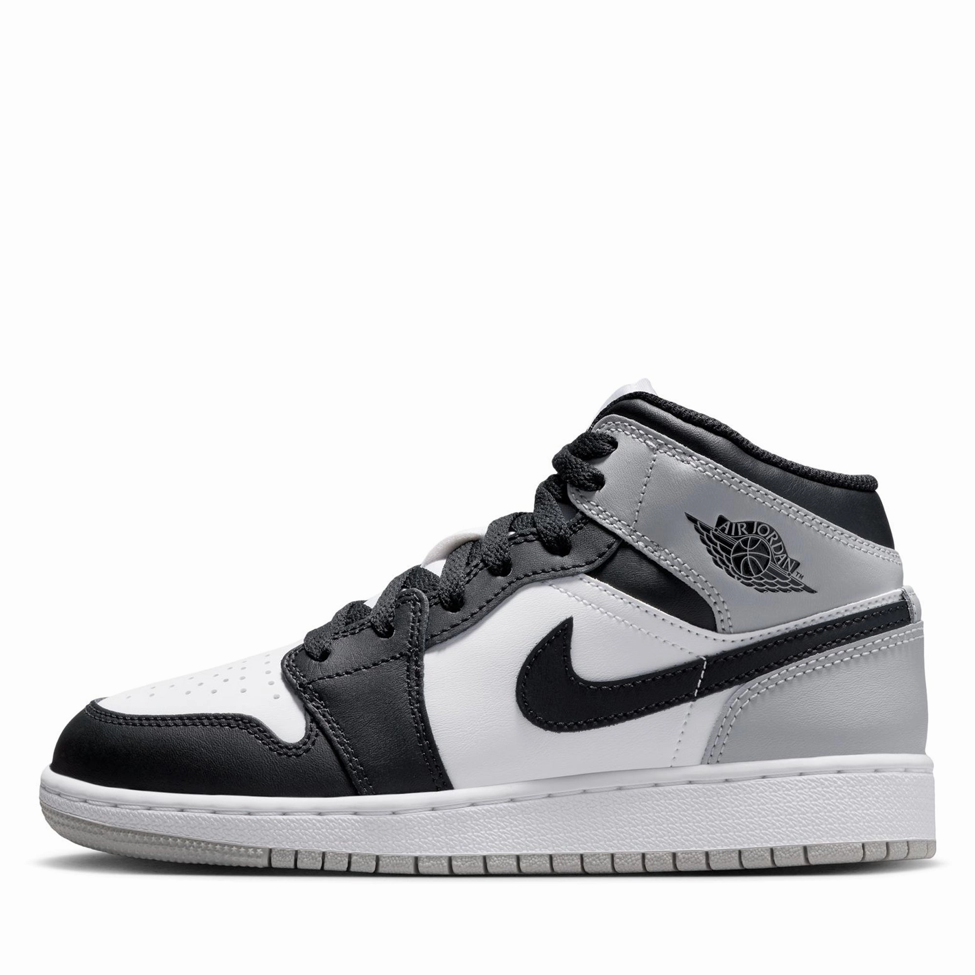 Air Jordan 1 Mid (GS) - White/Light Smoke Grey Air Jordan signature sneakers
