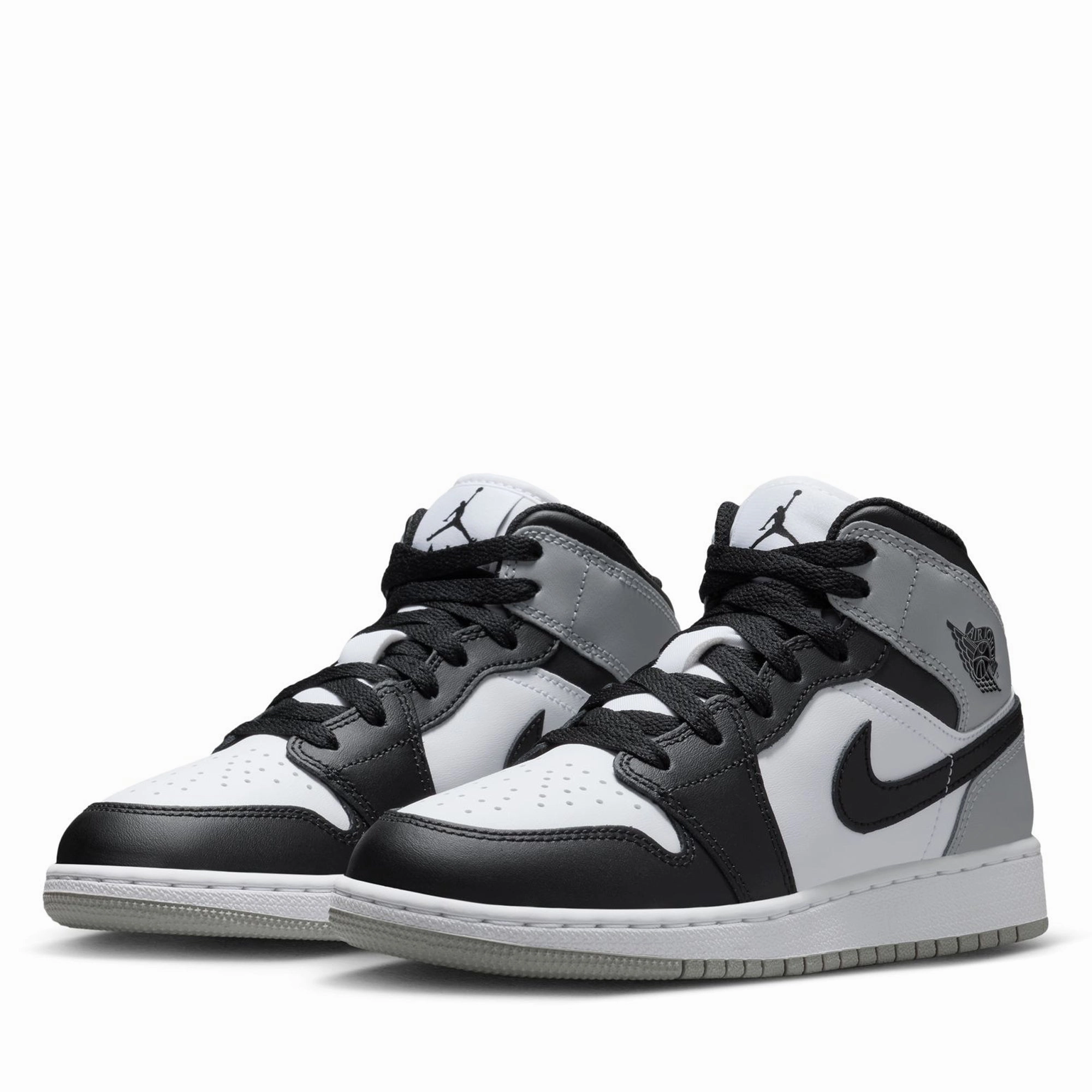 Air Jordan 1 Mid (GS) - White/Light Smoke Grey Air Jordan Basketball Shoes for Performance