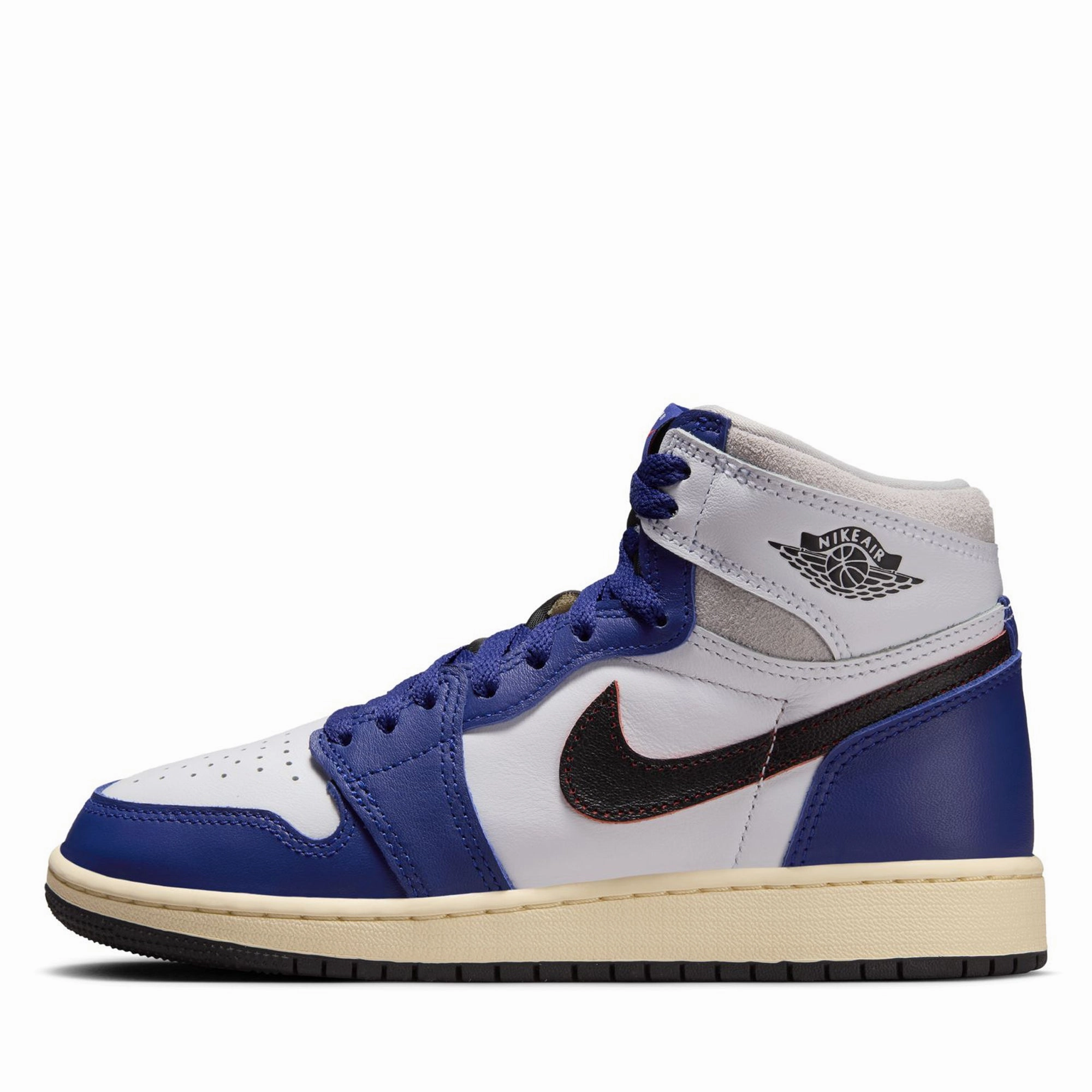 Air Jordan 1 Retro High OG (GS) - White/Deep Royal Blue Air Jordan signature sneakers