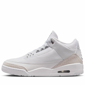 Air Jordan 3 Retro 'Pure Money' - White/Metallic Silver Air Jordan signature sneakers