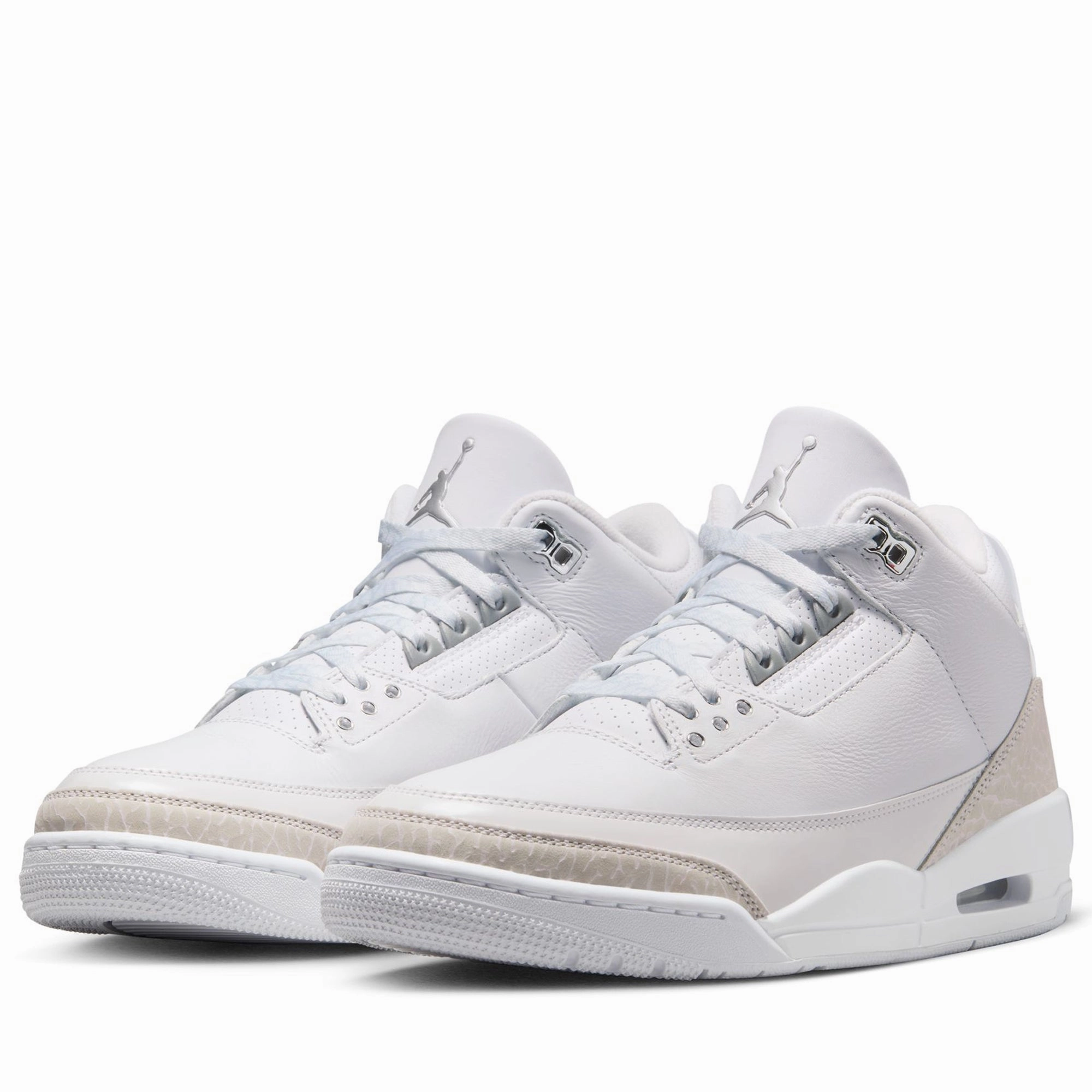 Air Jordan 3 Retro 'Pure Money' - White/Metallic Silver Air Jordan Basketball Shoes for Performance