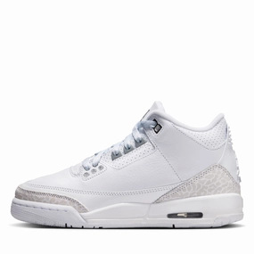 Air Jordan 3 Retro 'Pure Money' (GS) - White/Metallic Silver Air Jordan signature sneakers