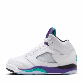 Air Jordan 5 Retro OG 'Grape' (PS) - White/New Emerald Air Jordan signature sneakers
