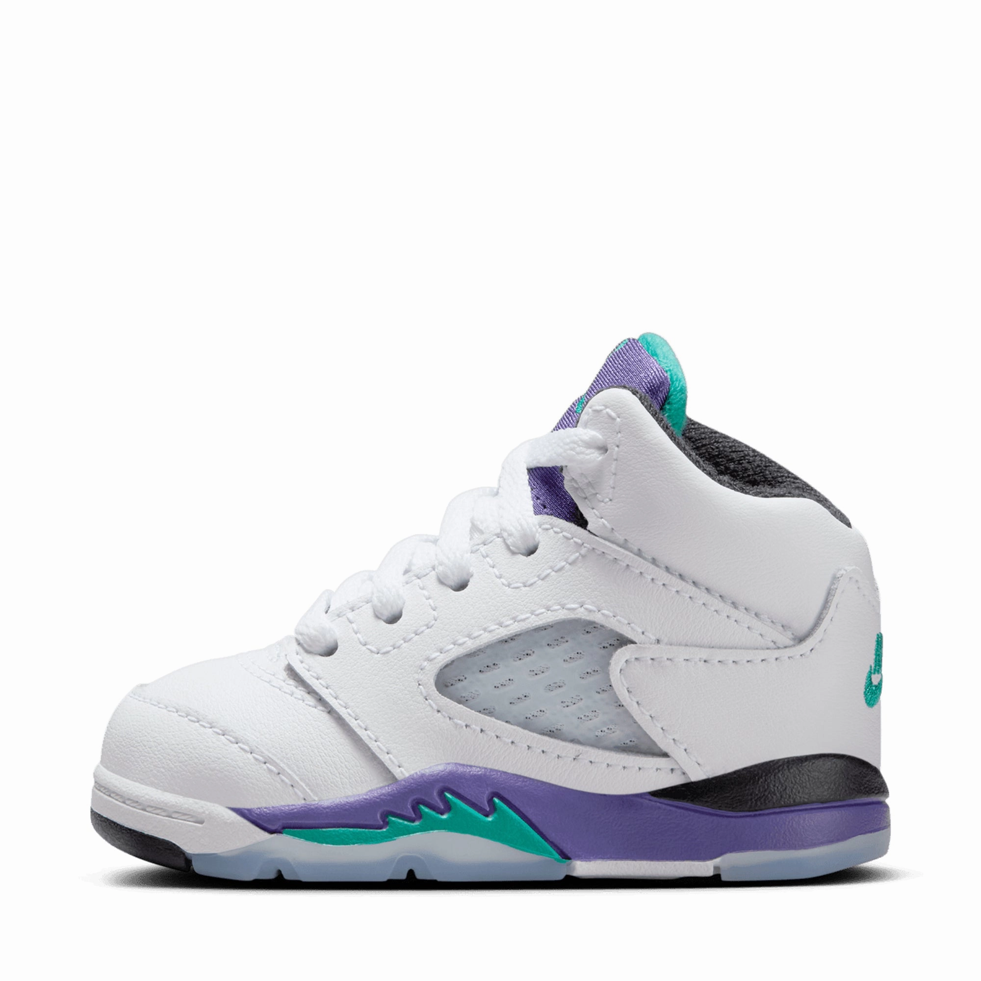Air Jordan 5 Retro OG 'Grape' (TD) - White/New Emerald Air Jordan signature sneakers