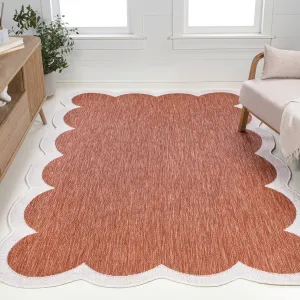 Alice Classic Cottage Two-Tone Scalloped Indoor/Outdoor Shaped Area Rug Jonathan Y Home