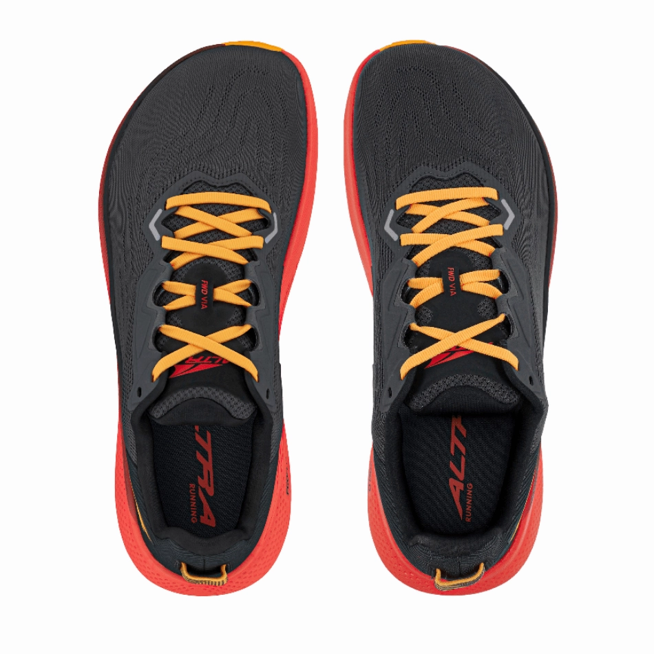 Altra Men's FWD Via Running Shoes in Black/Orange SS25 Altra trail-ready athletic footwear