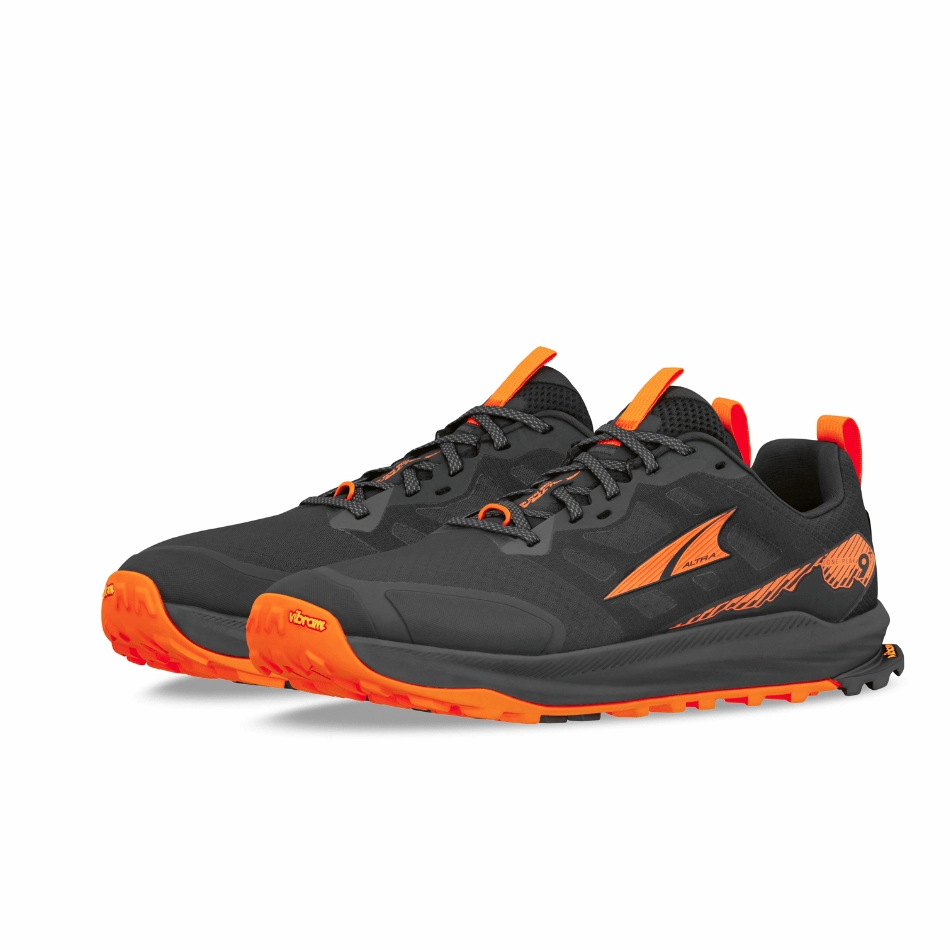 Altra Men's Lone Peak 9   Trail Running Shoes in Black/Orange SS25 Altra trail-ready athletic footwear