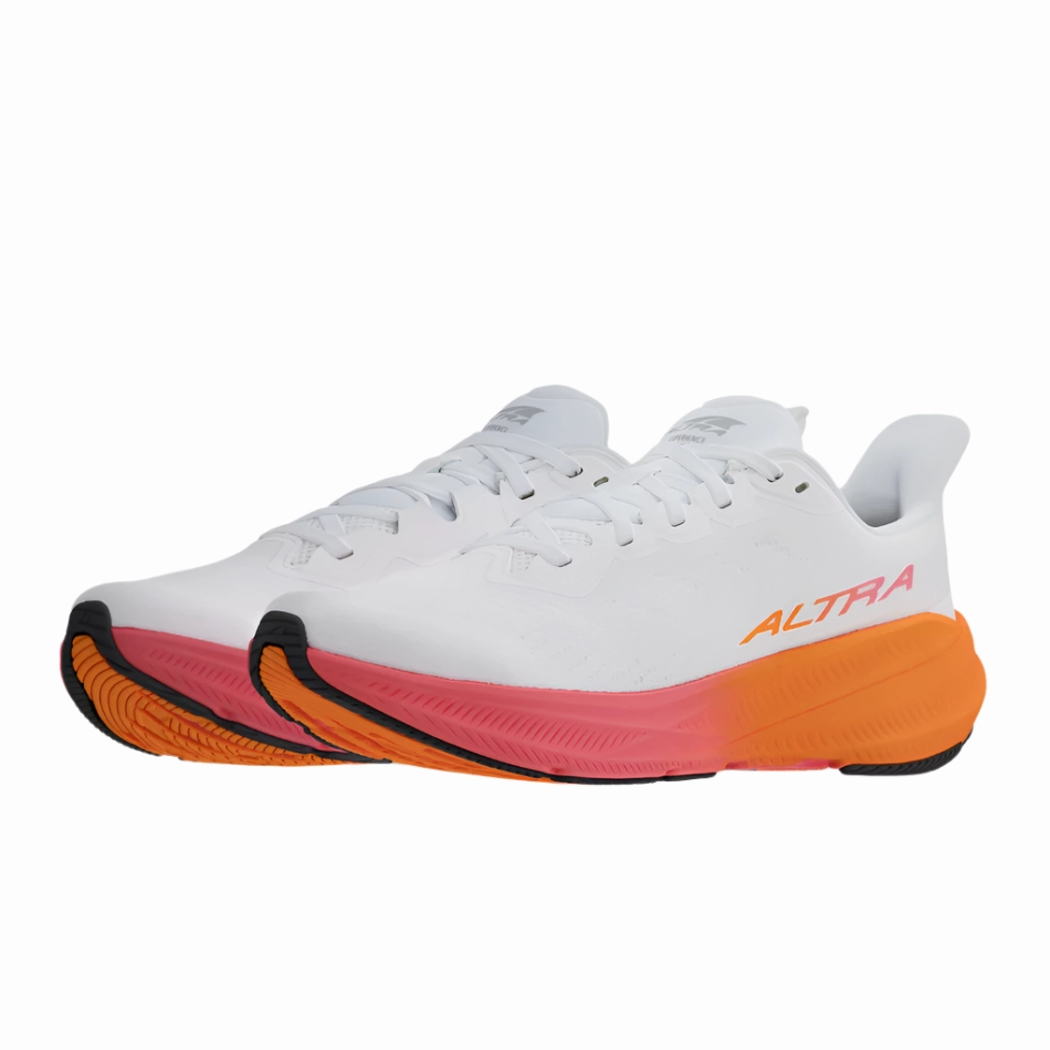 Altra Women's Experience Flow 2 Running Shoes in White/Orange AW25 Altra trail-ready athletic footwear