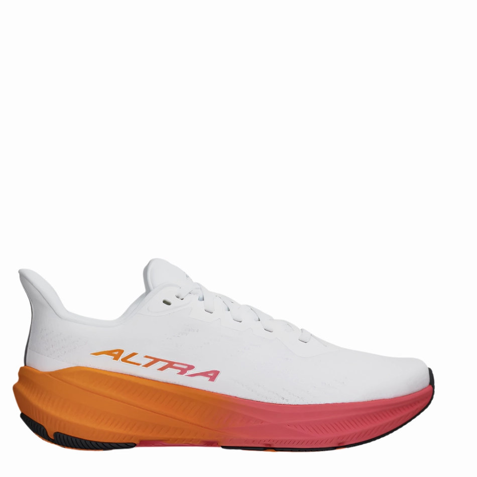 Altra Women's Experience Flow 2 Running Shoes in White/Orange AW25 Altra cushioned road running sneakers