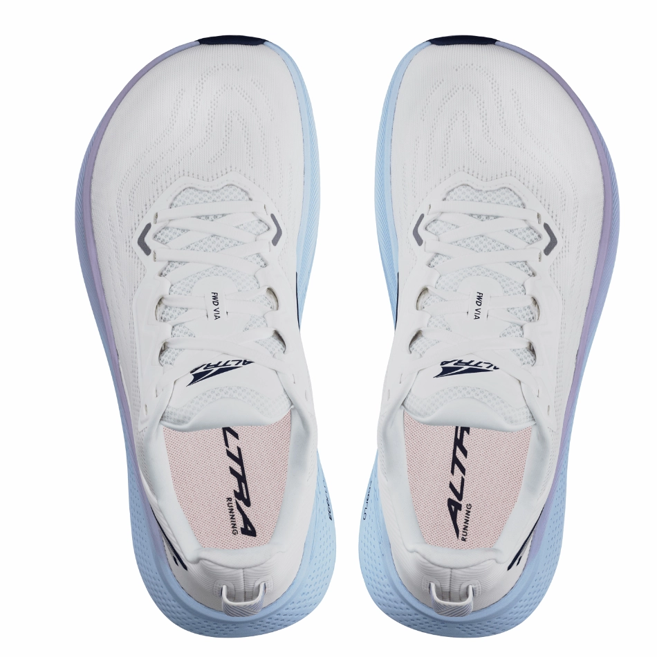 Altra Women's FWD Via Running Shoes in White Light Blue AW25 Altra trail-ready athletic footwear