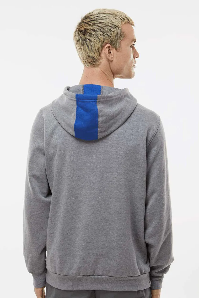 Augusta Sportswear Mens Eco Revive 3 Season Fleece Hooded Sweatshirt Hoodie w/ Pouch Pocket - Royal Blue/Heather Grey