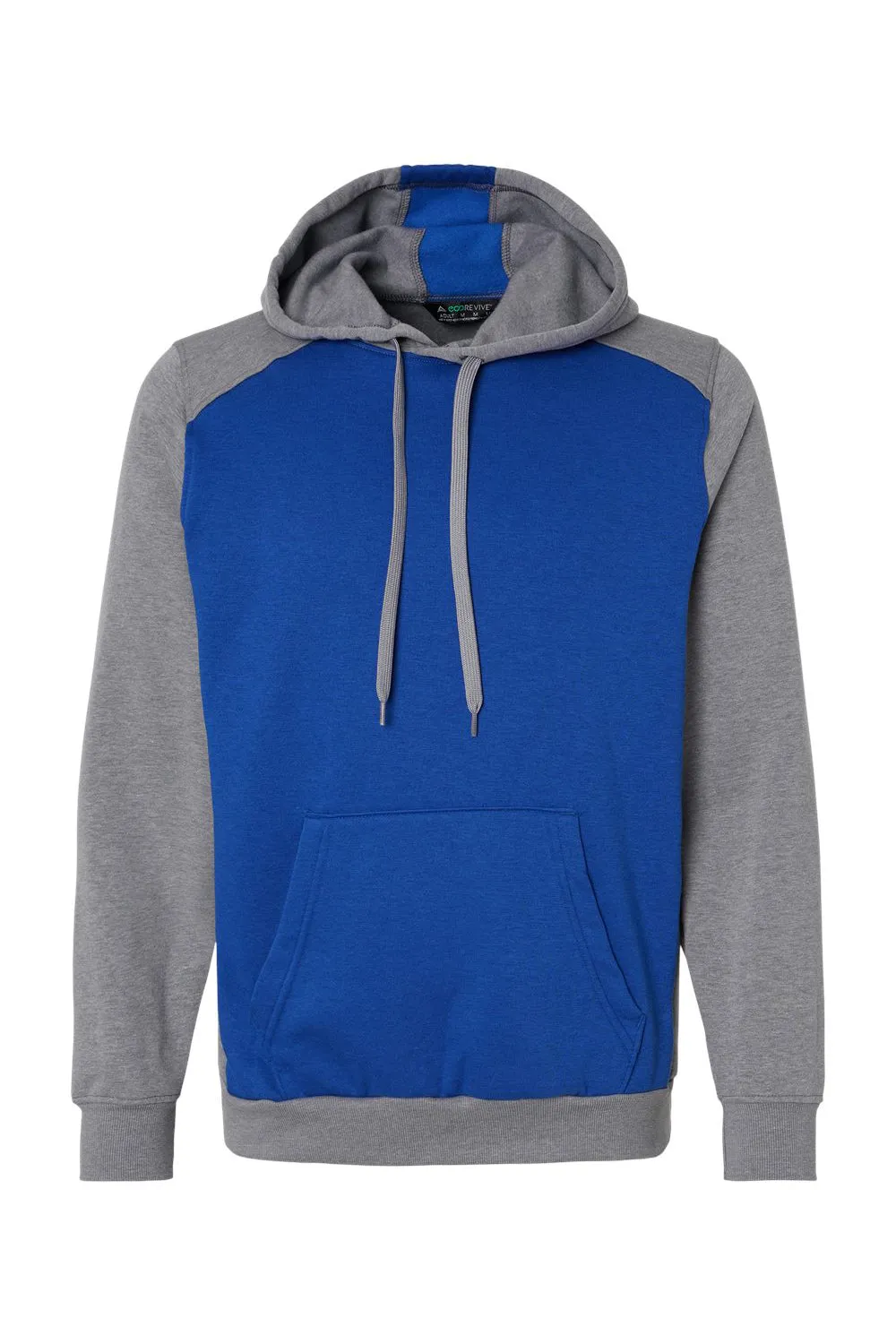 Augusta Sportswear Mens Eco Revive 3 Season Fleece Hooded Sweatshirt Hoodie w/ Pouch Pocket - Royal Blue/Heather Grey