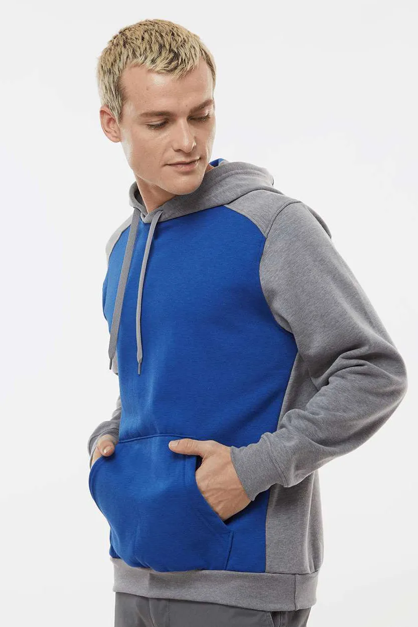 Augusta Sportswear Mens Eco Revive 3 Season Fleece Hooded Sweatshirt Hoodie w/ Pouch Pocket - Royal Blue/Heather Grey