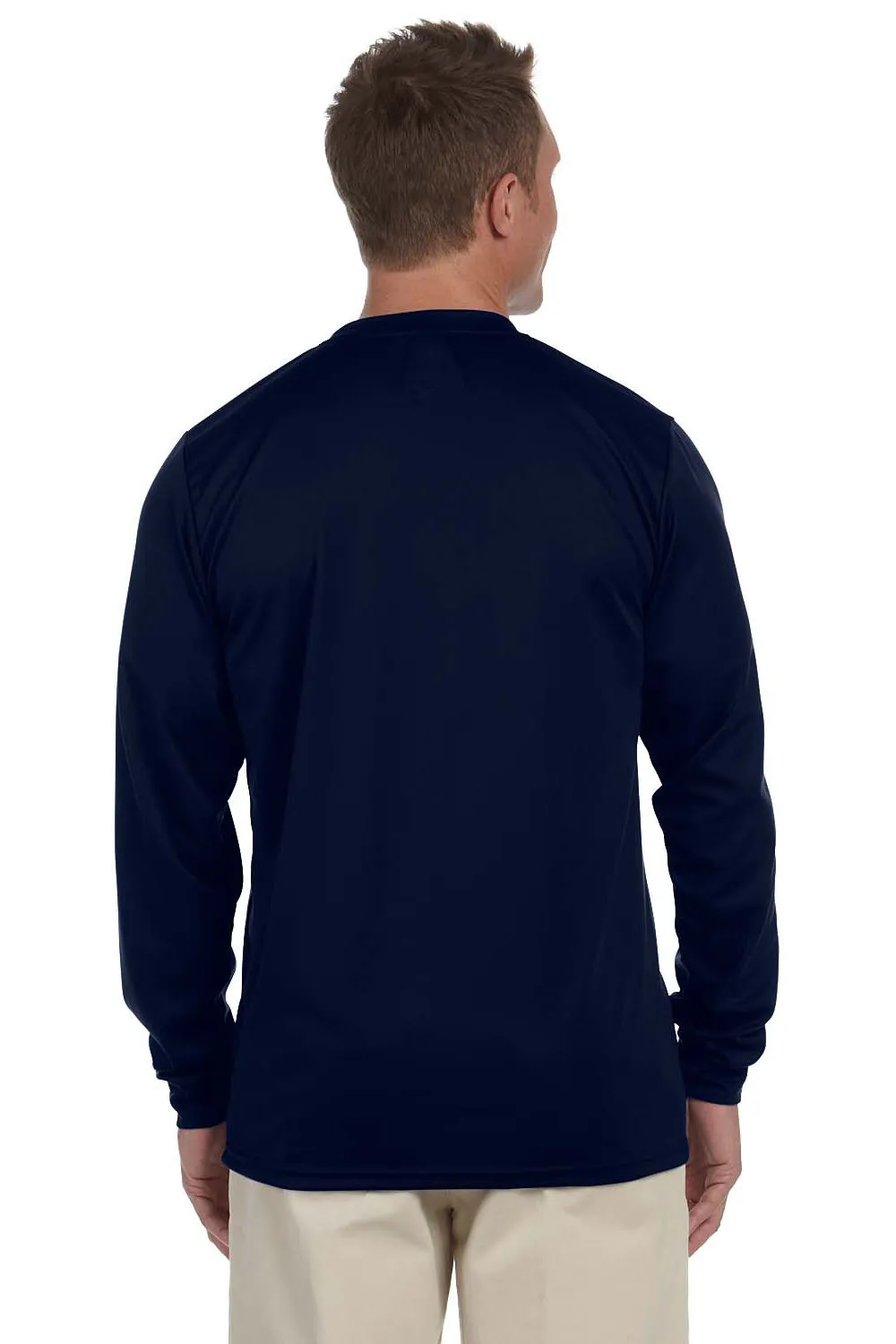 Augusta Sportswear Mens Moisture Wicking Long Sleeve Crewneck T-Shirt - Navy Blue
