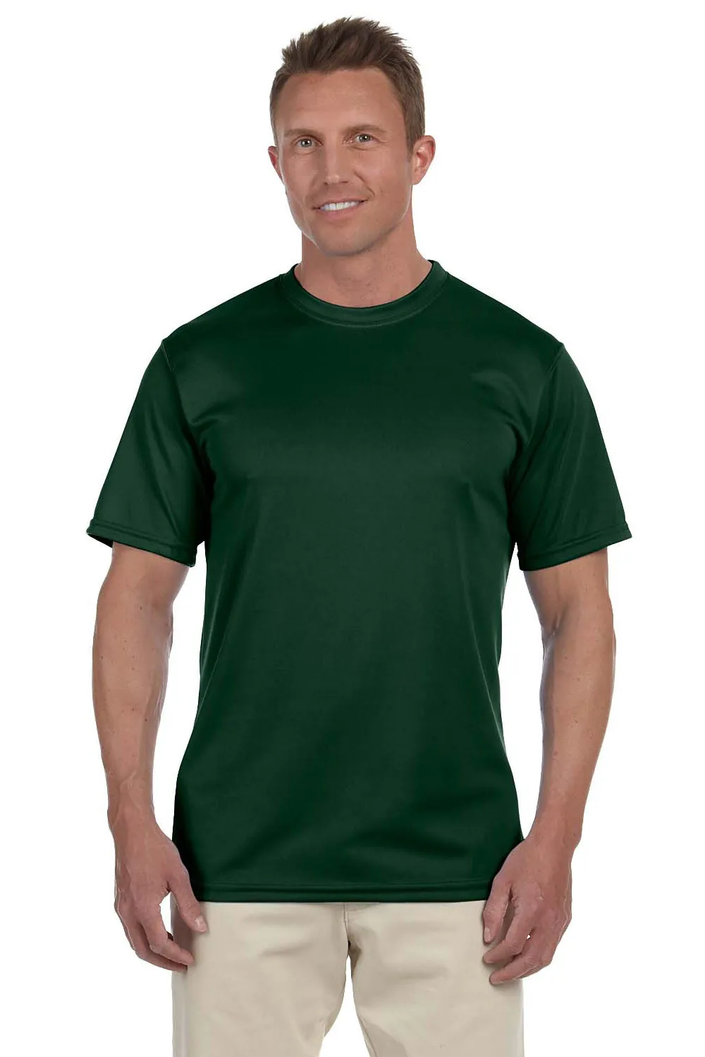 Augusta Sportswear Mens Moisture Wicking Short Sleeve Crewneck T-Shirt - Dark Green