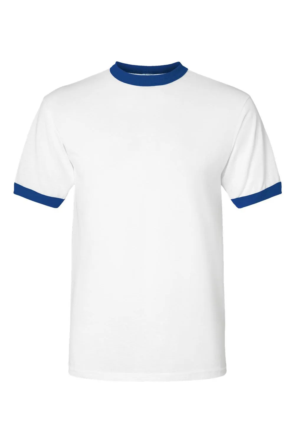 Augusta Sportswear Mens Ringer Short Sleeve Crewneck T-Shirt - White/Royal Blue