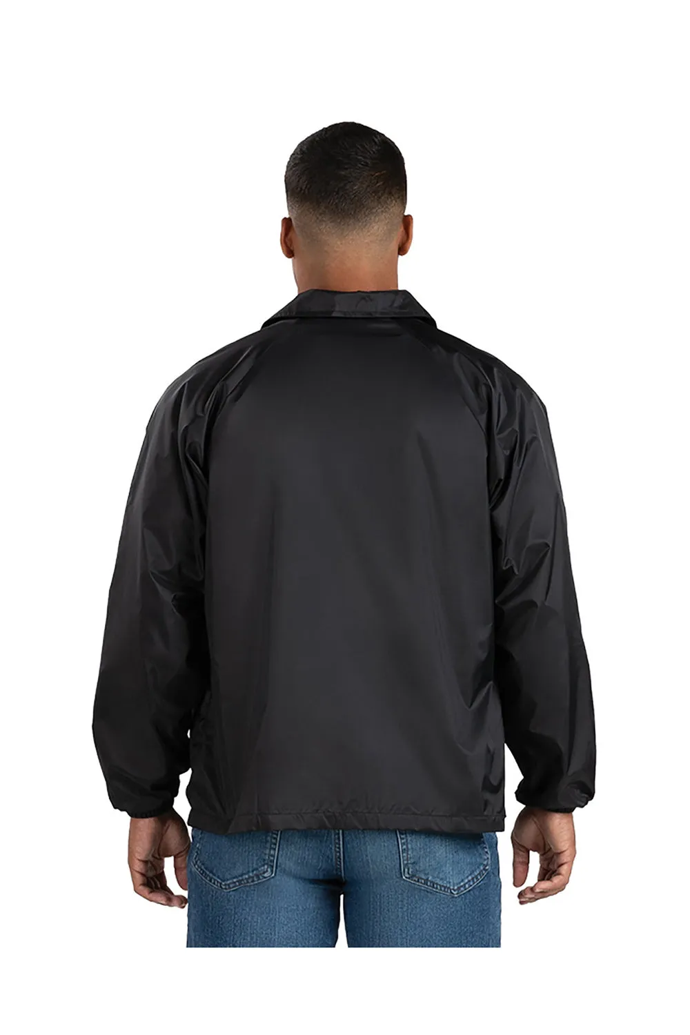 Augusta Sportswear Mens Water Resistant Snap Down Coaches Jacket - Black