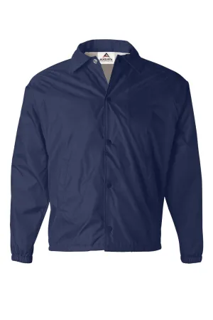 Augusta Sportswear Mens Water Resistant Snap Down Coaches Jacket - Navy Blue