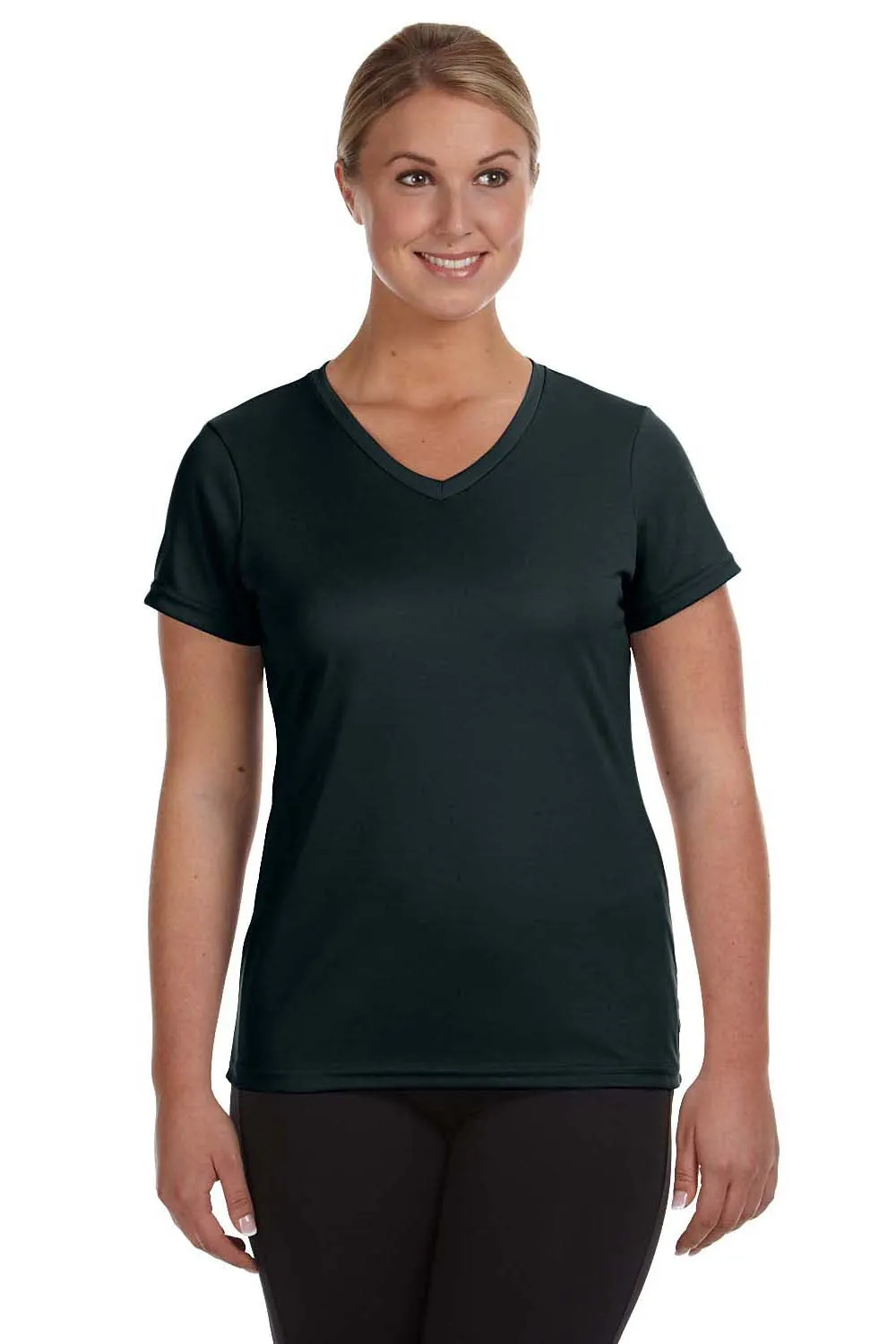 Augusta Sportswear Womens Moisture Wicking Short Sleeve V-Neck T-Shirt - Black