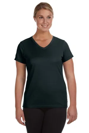 Augusta Sportswear Womens Moisture Wicking Short Sleeve V-Neck T-Shirt - Black