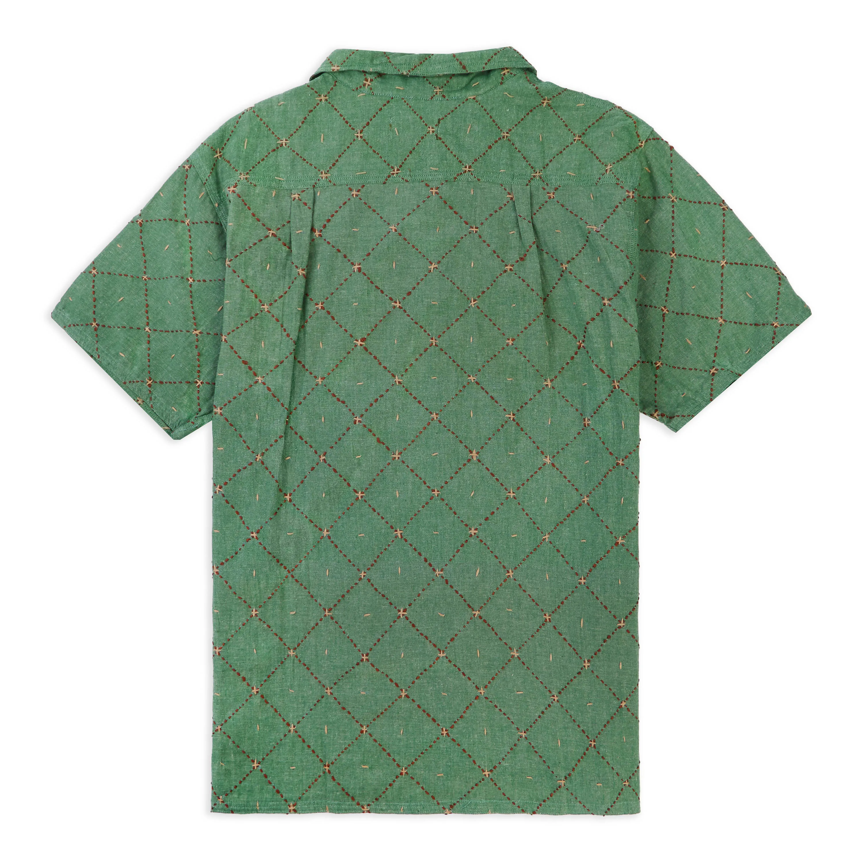 Clothing Burrows And Hare Kantha Short Sleeve Shirt - Green