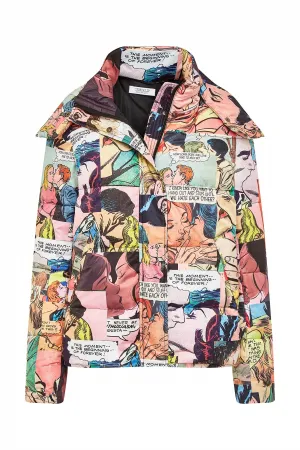 Comic Print Down Jacket In To8 Kiss