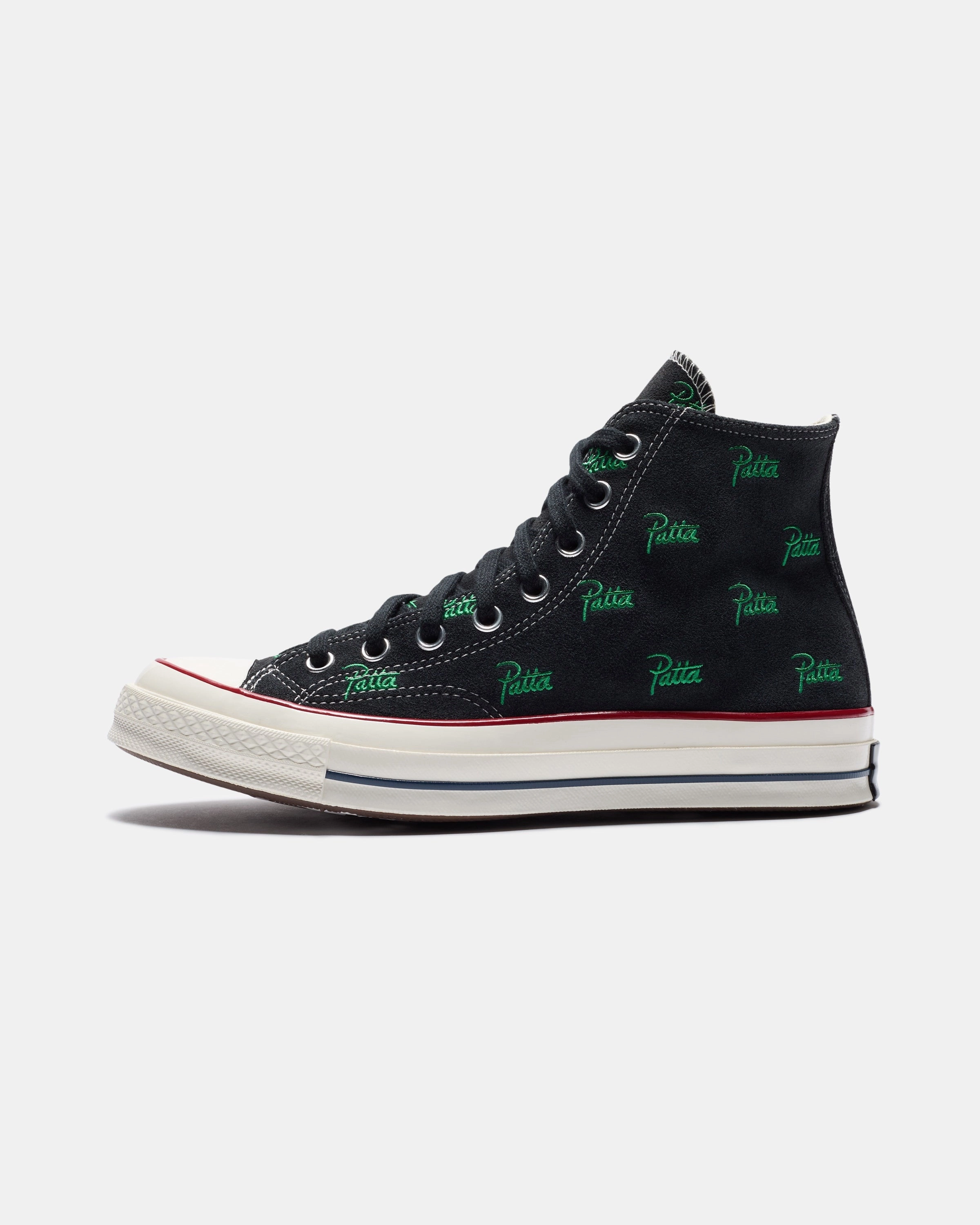 CONVERSE X PATTA CHUCK 70 HI - BLACK/ JOLLYGREEN Womens vintage sneakers