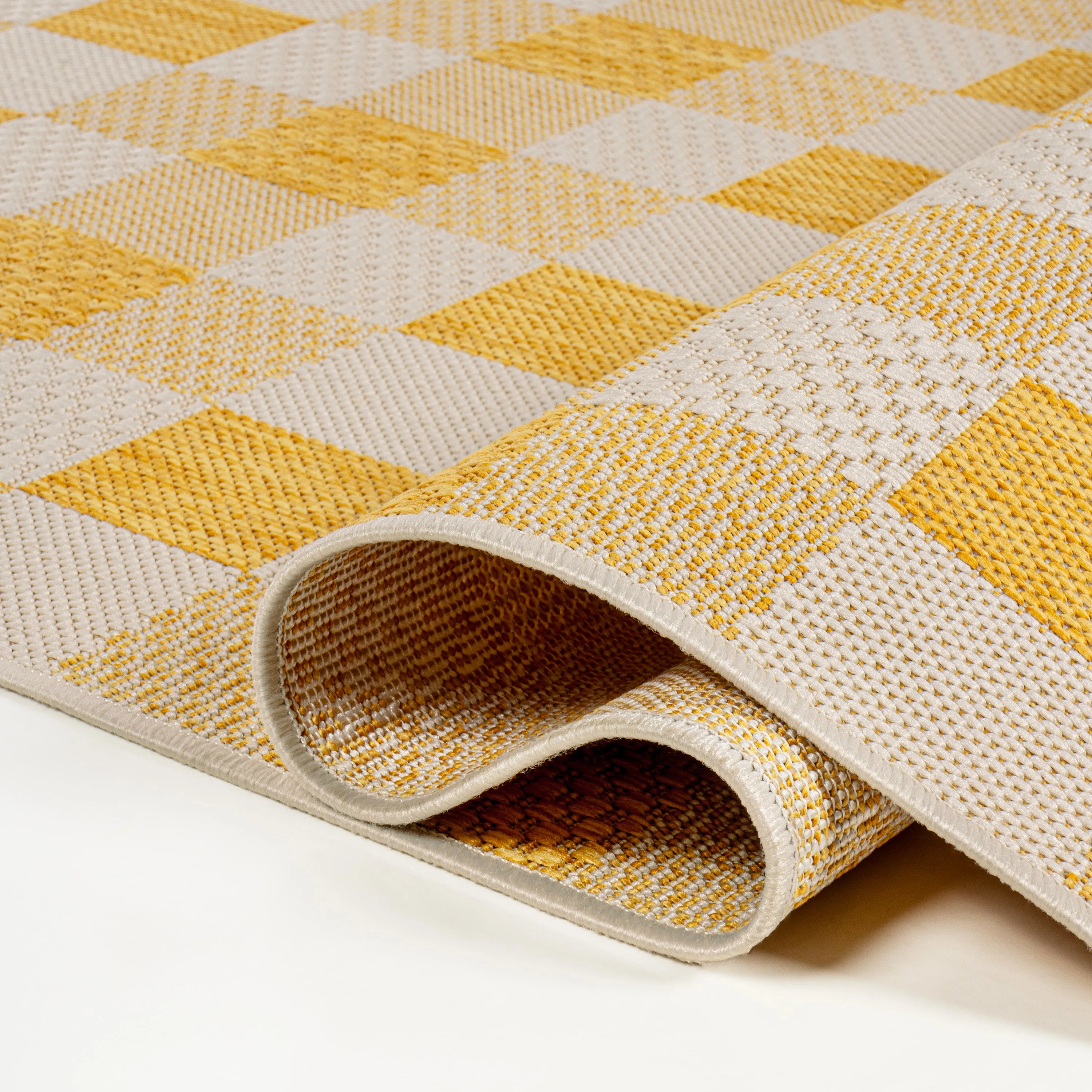 Darcy Traditional Geometric Bold Gingham Salmon/Cream Indoor/Outdoor Area Rug Jonathan Y Home