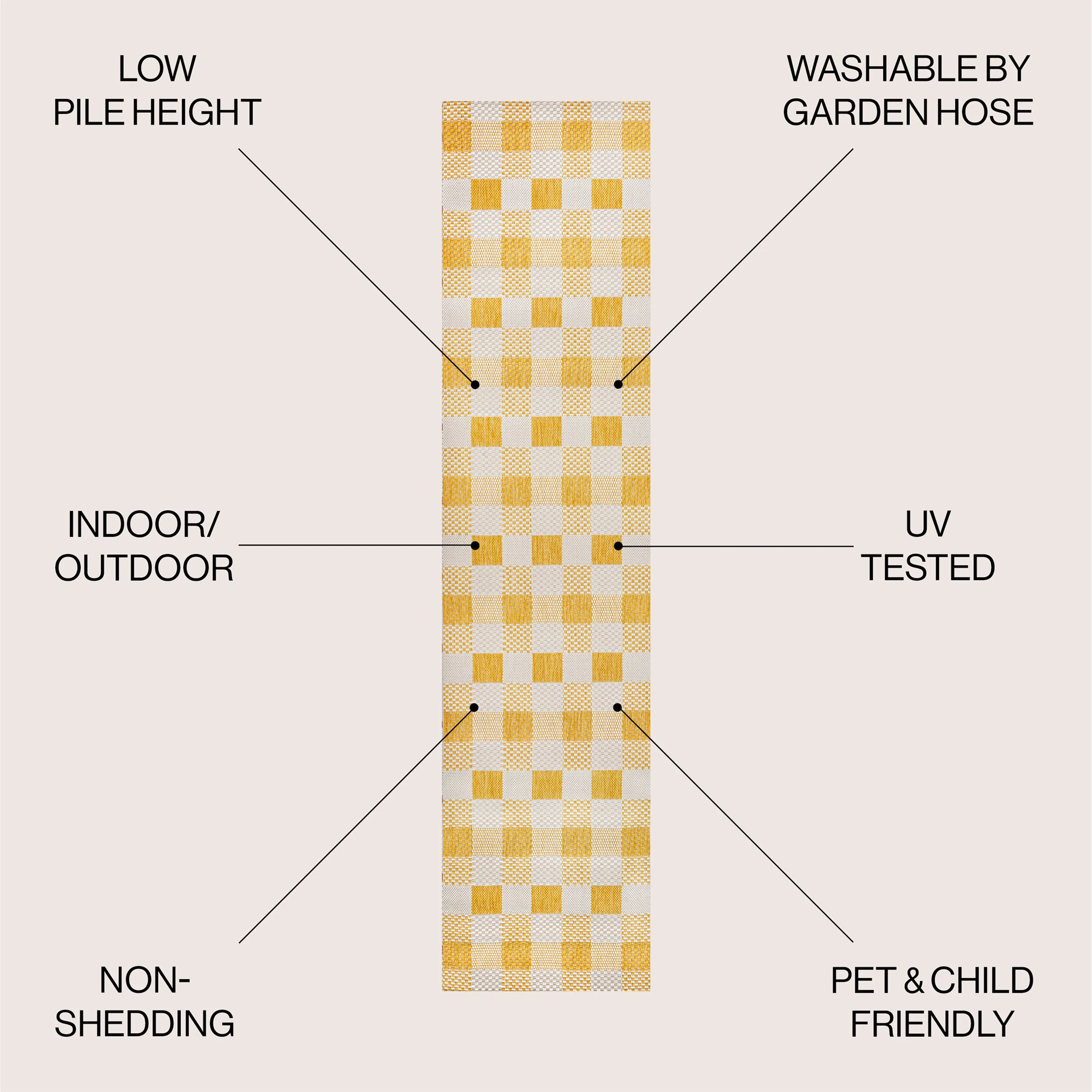 Darcy Traditional Geometric Bold Gingham Salmon/Cream Indoor/Outdoor Area Rug Jonathan Y Home