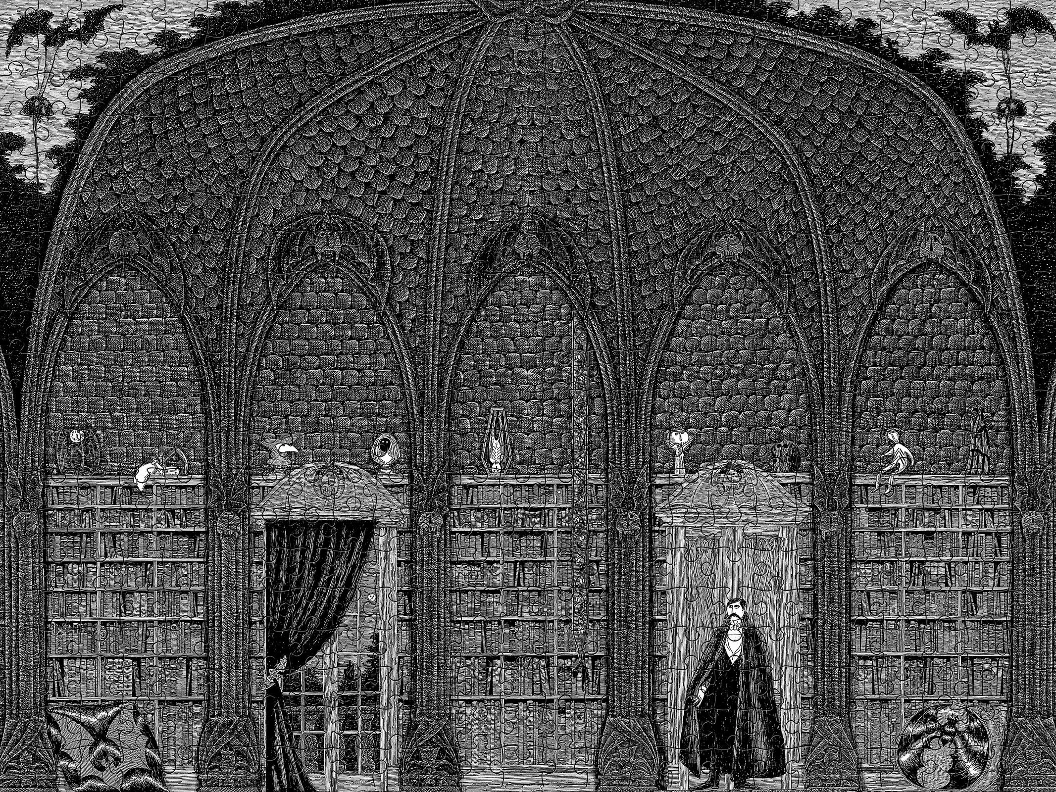 Dracula in Dr. Seward's Library 500 Piece Edward Gorey Puzzle