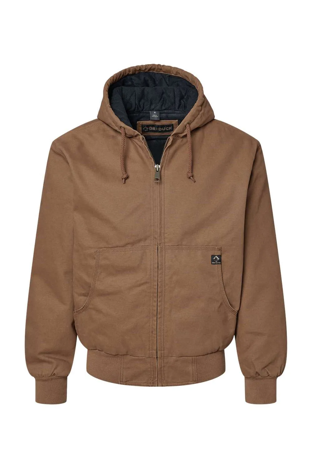 Dri Duck Mens Cheyenne Full Zip Hooded Sweatshirt Hoodie w/ Pockets - Khaki Brown  Discount Clothing Dri-Duck