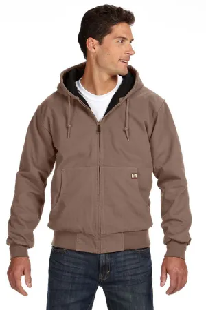 Dri Duck Mens Cheyenne Full Zip Hooded Sweatshirt Hoodie w/ Pockets - Khaki Brown  Discount Clothing Dri-Duck