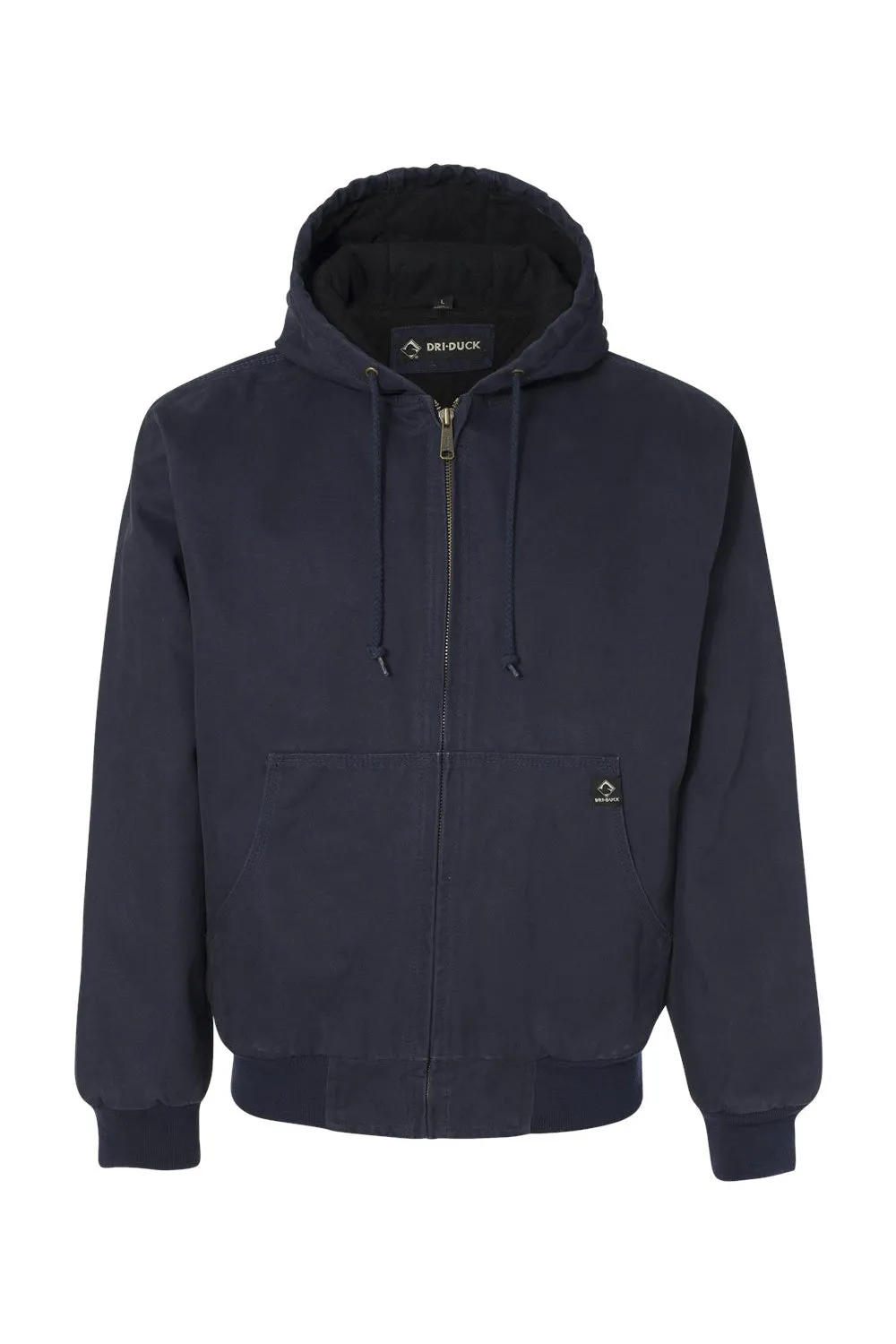 Dri Duck Mens Cheyenne Full Zip Hooded Sweatshirt Hoodie w/ Pockets - Navy Blue  Discount Clothing Dri-Duck