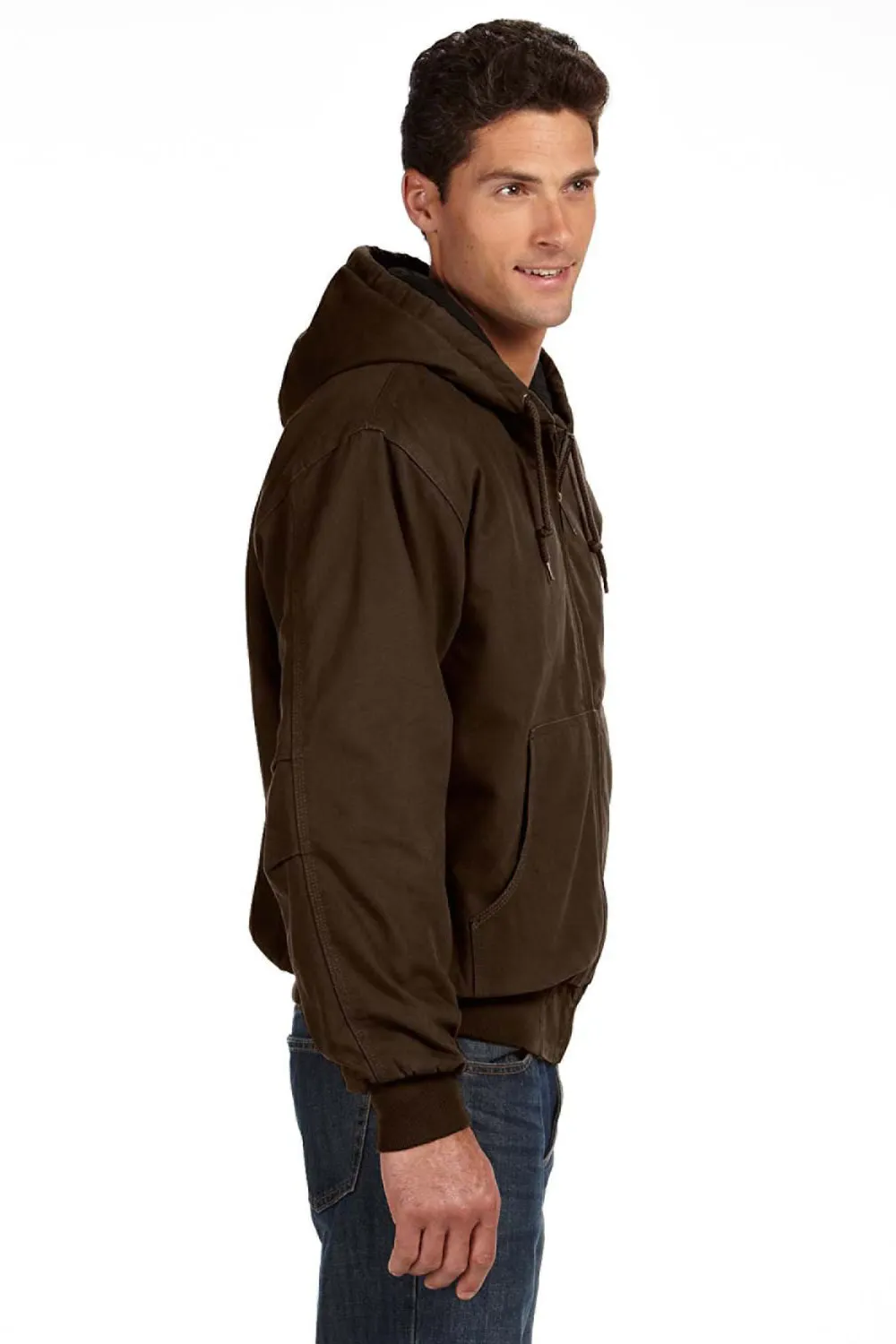 Dri Duck Mens Cheyenne Full Zip Hooded Sweatshirt Hoodie w/ Pockets - Tobacco Brown  Discount Clothing Dri-Duck