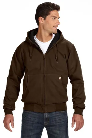 Dri Duck Mens Cheyenne Full Zip Hooded Sweatshirt Hoodie w/ Pockets - Tobacco Brown  Discount Clothing Dri-Duck