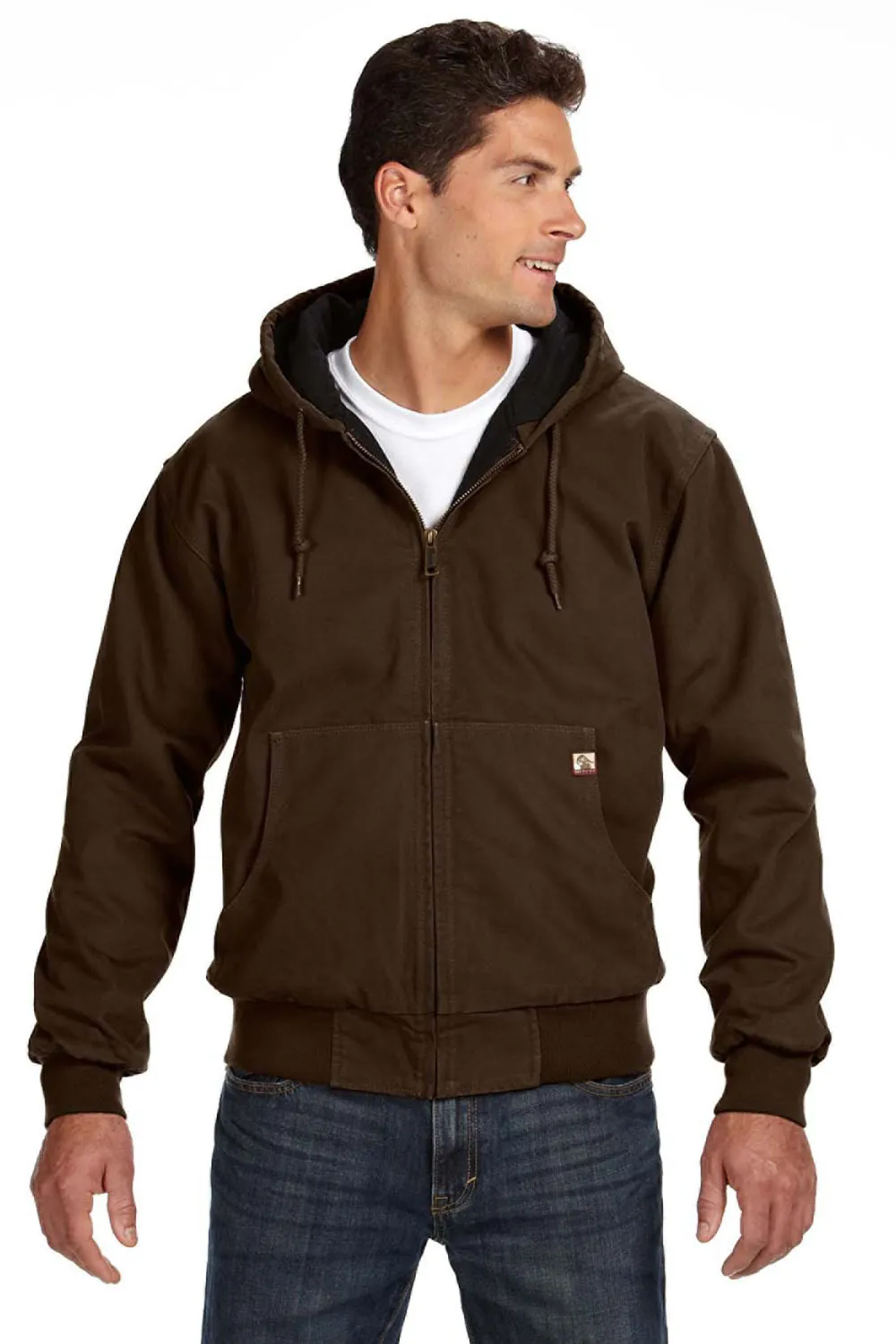 Dri Duck Mens Cheyenne Full Zip Hooded Sweatshirt Hoodie w/ Pockets - Tobacco Brown  Discount Clothing Dri-Duck
