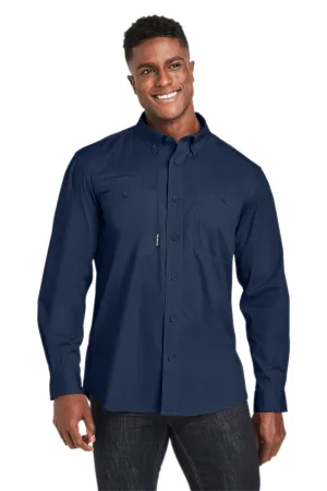 Dri Duck Mens Craftsman Long Sleeve Button Down Shirt w/ Double Pockets - Deep Blue  Discount Clothing Dri-Duck