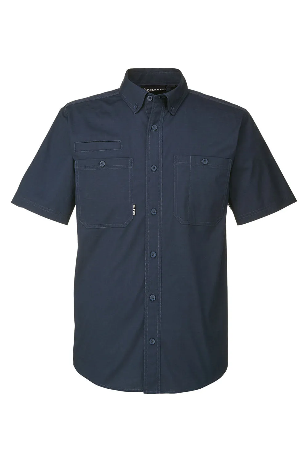 Dri Duck Mens Craftsman Ripstop Short Sleeve Button Down Shirt w/ Double Pockets - Deep Blue  Discount Clothing Dri-Duck