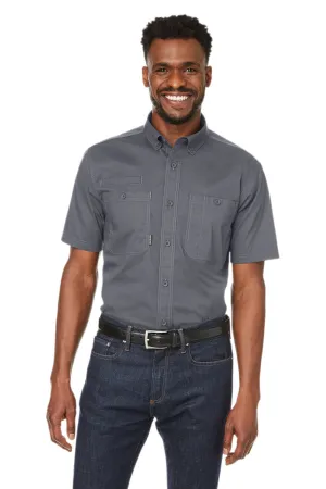 Dri Duck Mens Craftsman Ripstop Short Sleeve Button Down Shirt w/ Double Pockets - Gunmetal Grey  Discount Clothing Dri-Duck