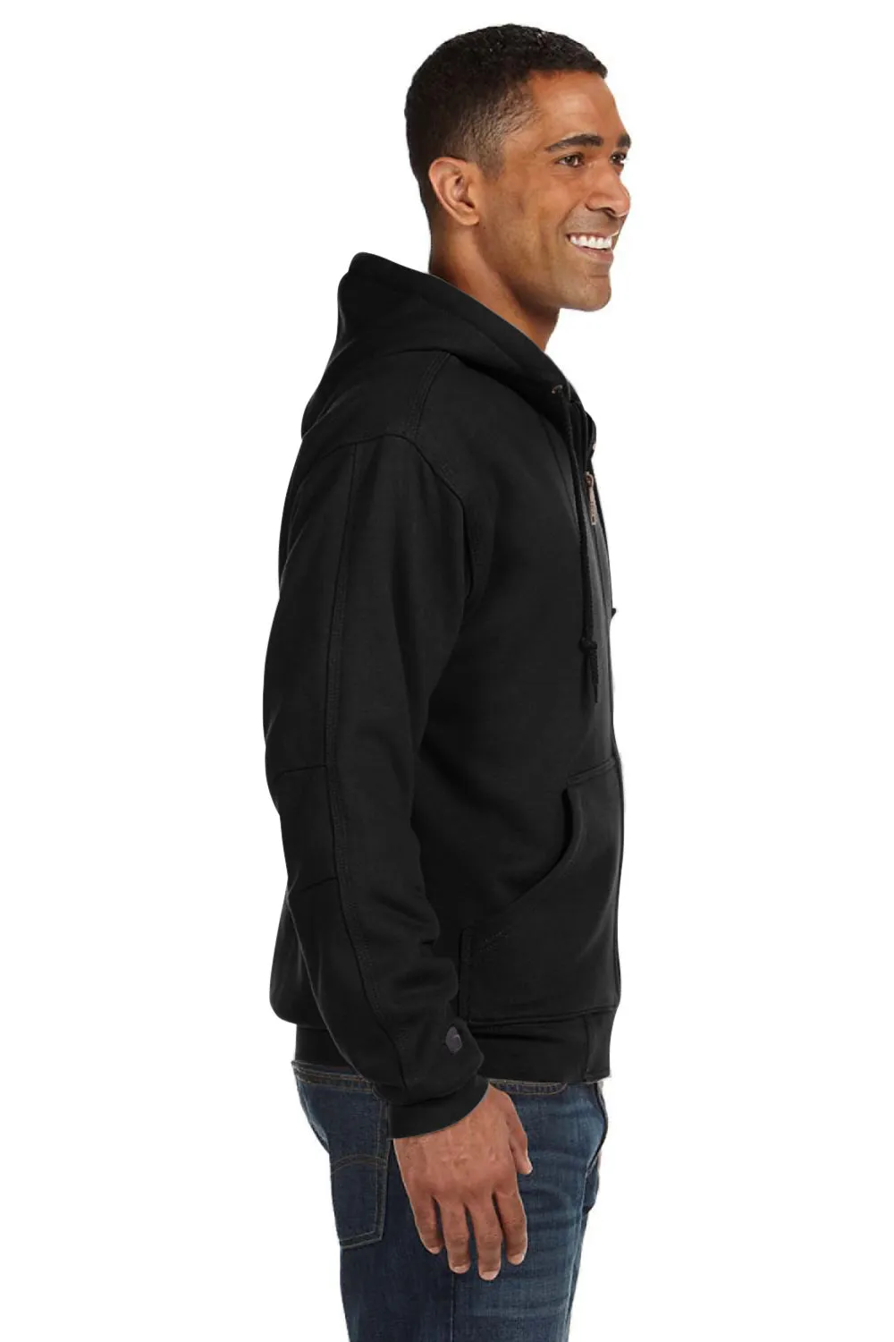 Dri Duck Mens Crossfire PowerFleece Full Zip Hooded Sweatshirt Hoodie w/ Pockets - Black  Discount Clothing Dri-Duck