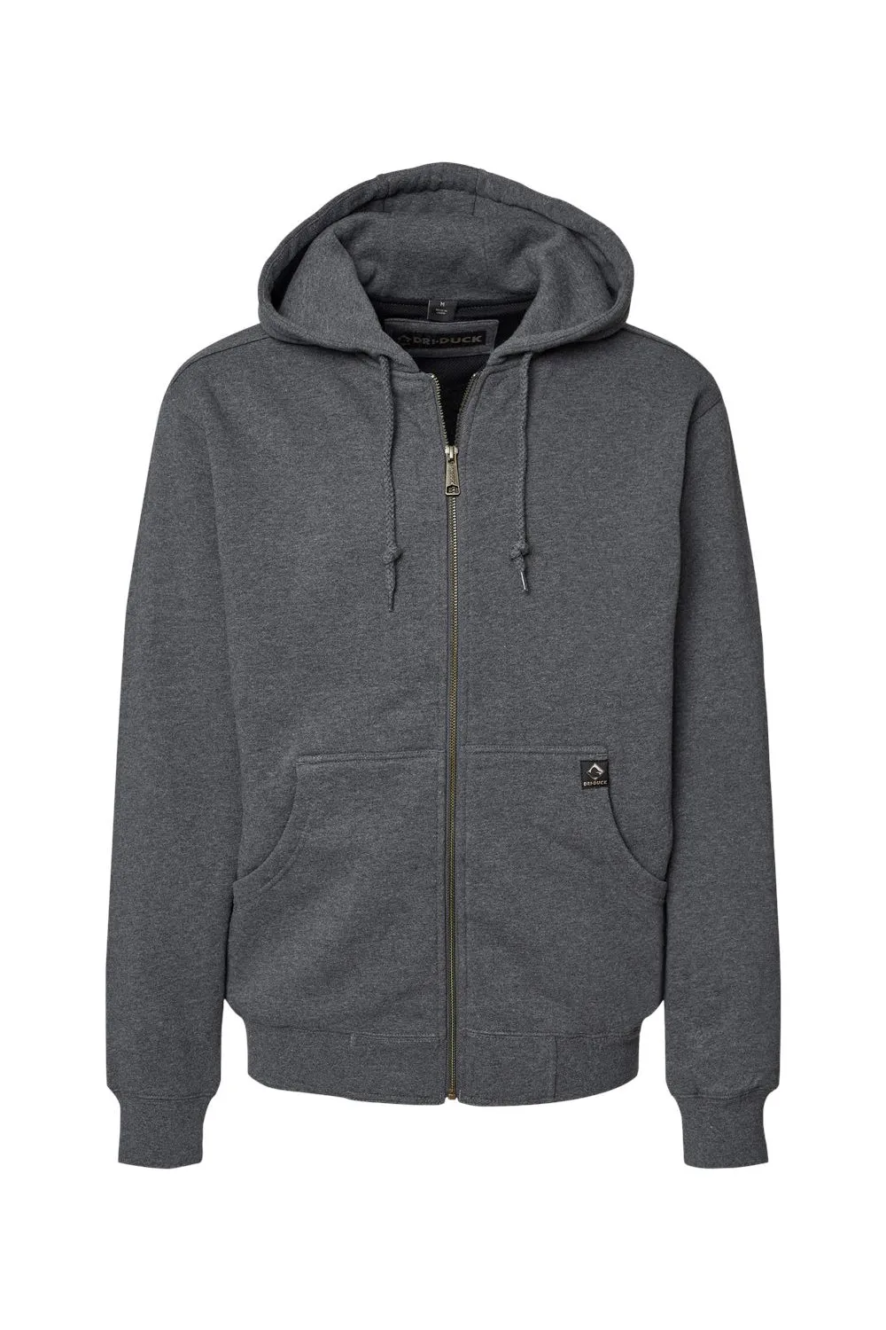 Dri Duck Mens Crossfire PowerFleece Full Zip Hooded Sweatshirt Hoodie w/ Pockets - Dark Oxford Grey  Discount Clothing Dri-Duck