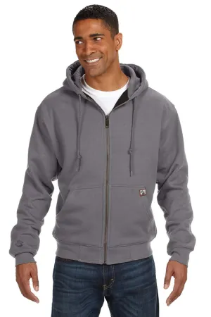 Dri Duck Mens Crossfire PowerFleece Full Zip Hooded Sweatshirt Hoodie w/ Pockets - Dark Oxford Grey  Discount Clothing Dri-Duck