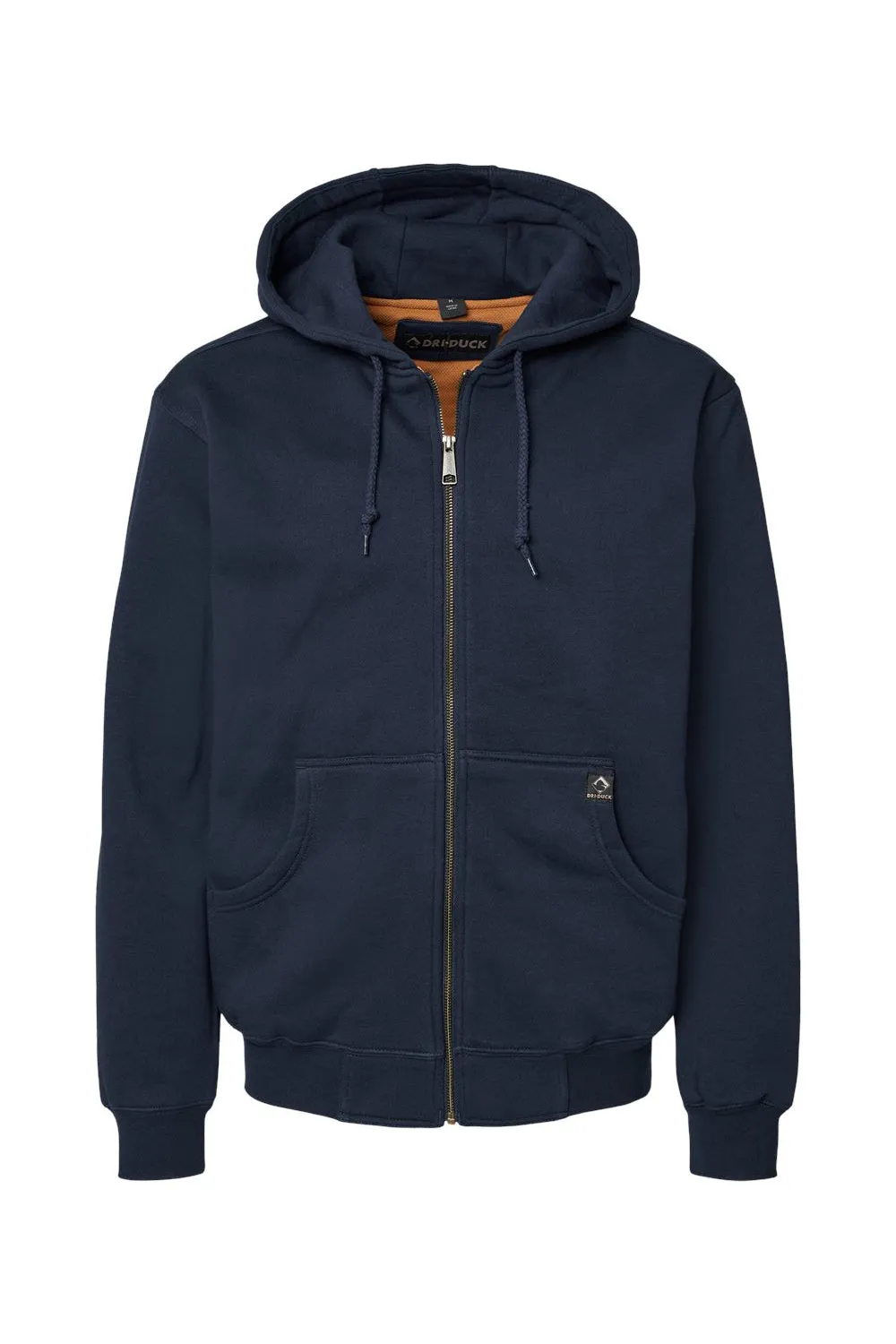 Dri Duck Mens Crossfire PowerFleece Full Zip Hooded Sweatshirt Hoodie w/ Pockets - Navy Blue  Discount Clothing Dri-Duck