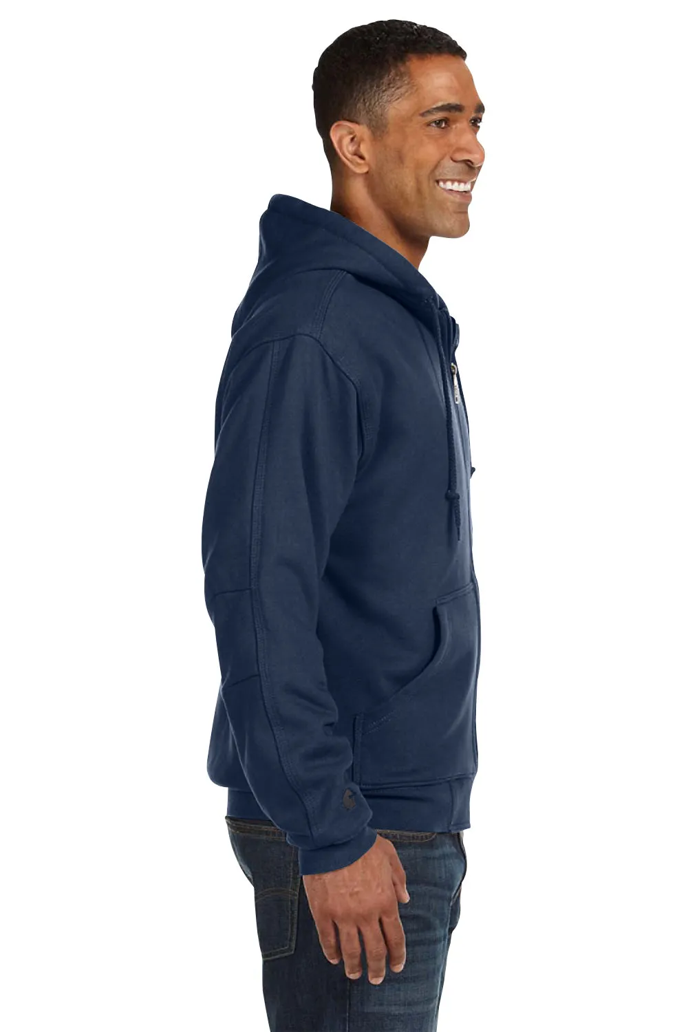Dri Duck Mens Crossfire PowerFleece Full Zip Hooded Sweatshirt Hoodie w/ Pockets - Navy Blue  Discount Clothing Dri-Duck