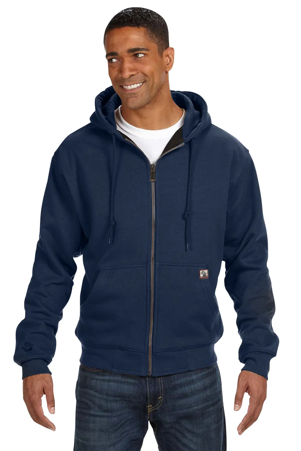 Dri Duck Mens Crossfire PowerFleece Full Zip Hooded Sweatshirt Hoodie w/ Pockets - Navy Blue  Discount Clothing Dri-Duck